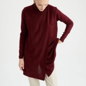 Free People Asymmetrical Drape Cardigan in Wine Size Small